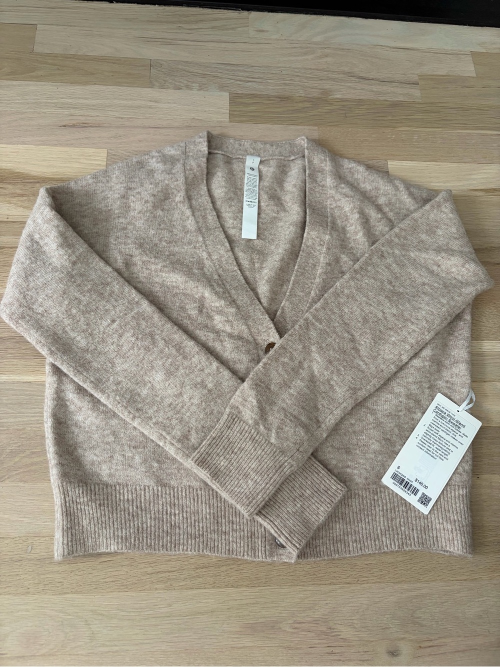 lululemon athletica Soft Beige V-Neck Button Cardigan